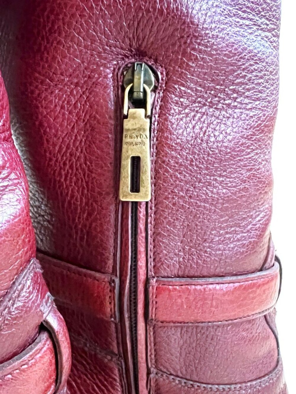 PRADA Women's Red Cervo Antic Knee-High Riding Boots, size EU 37 New without Box - Picture 8 of 13